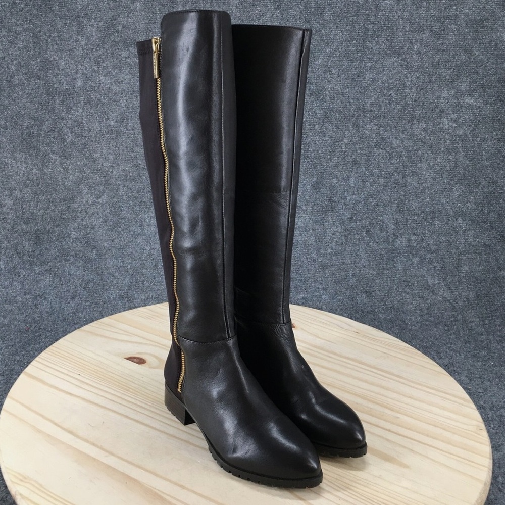 Nine West Black Over the Knee Boots with Gold Zipper